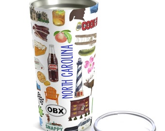 Iconic North Carolina Watercolor 20 ounce Stainless Steel Hot/Cold Cup