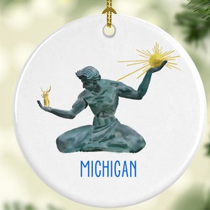 Spirit of Detroit Round Porcelain Ornament