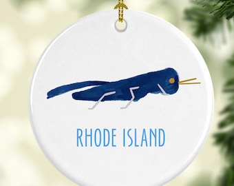 Iconic Rhode Island Big Blue Bug Round Porcelain Ornament