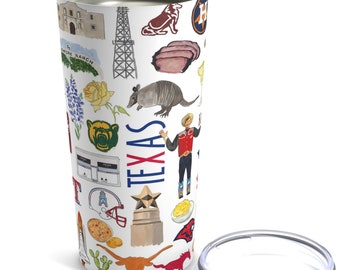 Iconic State of Texas Watercolor 20 ounce Stainless Steel Hot/Cold Cup