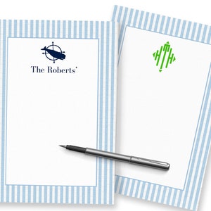 Blue Seersucker Personalized Notepad