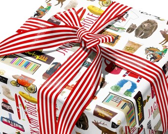 Iconic Jackson Hole, Wyoming Watercolor Gift Wrap