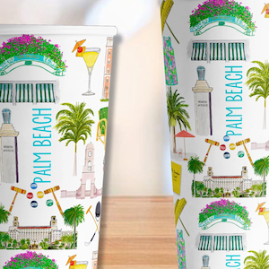 Iconic Palm Beach, FL Watercolor Hot/Cold Paper Party Cups - 3 sizes - Set of 12