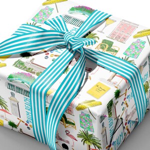 Iconic Palm Beach, FL Watercolor Gift Wrap