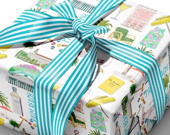 Iconic Palm Beach, FL Watercolor Gift Wrap