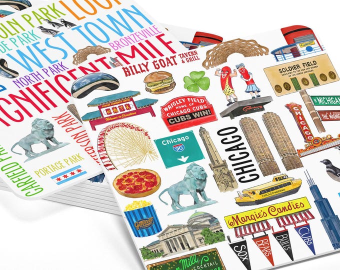 Iconic Chicago Watercolor Paper Coasters - Set of 10