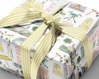 Iconic Palm Beach, FL Watercolor Gift Wrap