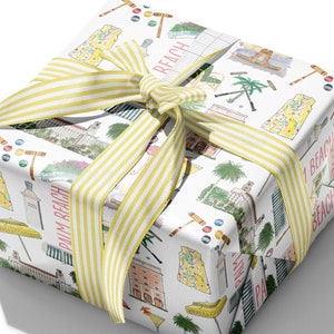 Iconic Palm Beach, FL Watercolor Gift Wrap