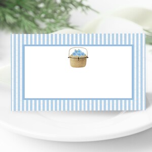 Blue Seersucker Nantucket Lightship Basket Place Cards