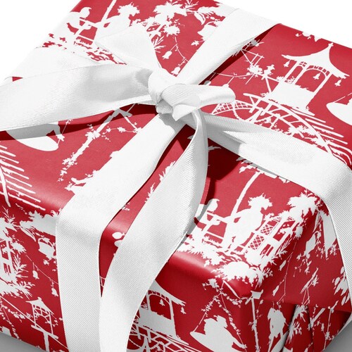 Red and White Chinoiserie Gift Wrap Etsy