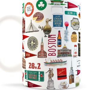Iconic Boston, Massachusetts Watercolor Ceramic Mug