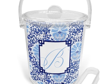 1 1/2 Quart Blue Chinoiserie Floral Acrylic Ice Bucket