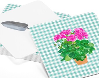 Gingham Geranium Paper Coasters - Set of 10