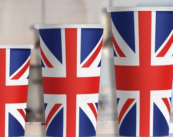 Union Jack Paper Party Cups in 4 sizes - Set of 12