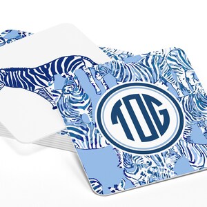 Blue Zebra Chinoiserie Paper Coasters - Set of 10