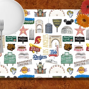 Iconic Los Angeles Watercolor Disposable Placemats - tear-away pad of 24