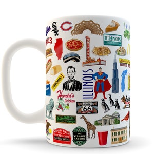Iconic Illinois Watercolor Ceramic Mug