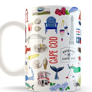 Iconic Cape Cod, MA Watercolor Ceramic Mug
