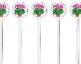 Pink Geranium Swizzle Sticks - Set of 10