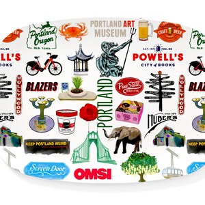 Iconic Portland Oregon Watercolor DecoWare(TM) Platter
