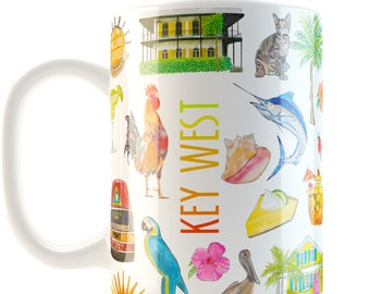 Iconic Key West Watercolor Ceramic Mug