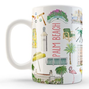 Iconic Palm Beach, FL Watercolor Ceramic Mug