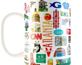 Iconic Atlanta Georgia Watercolor Ceramic Mug