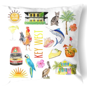Reversible 18&quot; Iconic Key West Throw Pillow