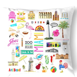 Reversible 18&quot; Iconic Miami Throw Pillow