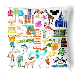 Reversible 18&quot; Iconic Florida Throw Pillow