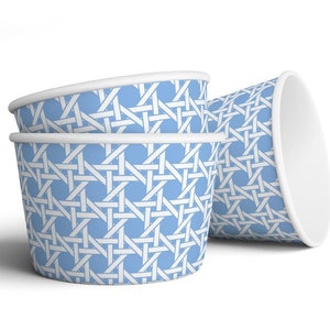 8 oz Blue Trellis Ice Cream, Soup, Favor Cup - Set of 12