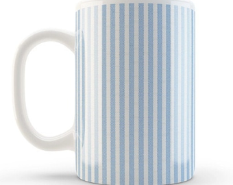 Blue Seersucker Mug - 15 oz.