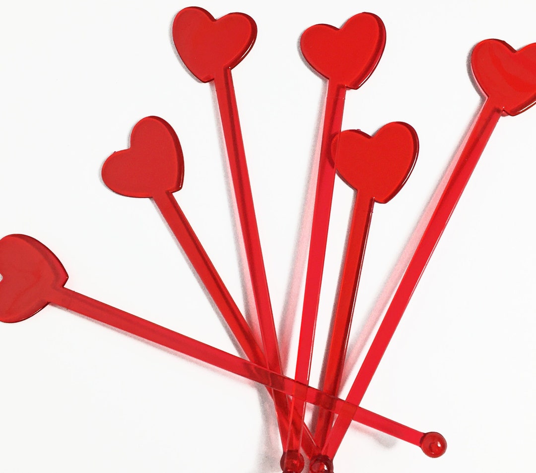 Plastic Heart Swizzle Sticks Set of 12 Etsy