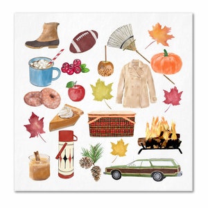 Iconic Fall Watercolor Paper Cocktail Napkins