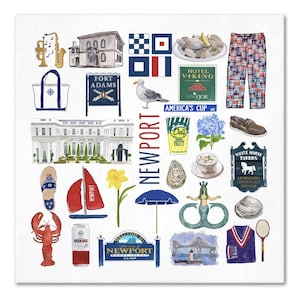 Iconic Newport Watercolor  Napkins
