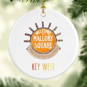 Key West Mallory Square Round Porcelain Ornament