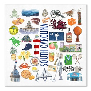 Iconic South Carolina Watercolor  Napkins