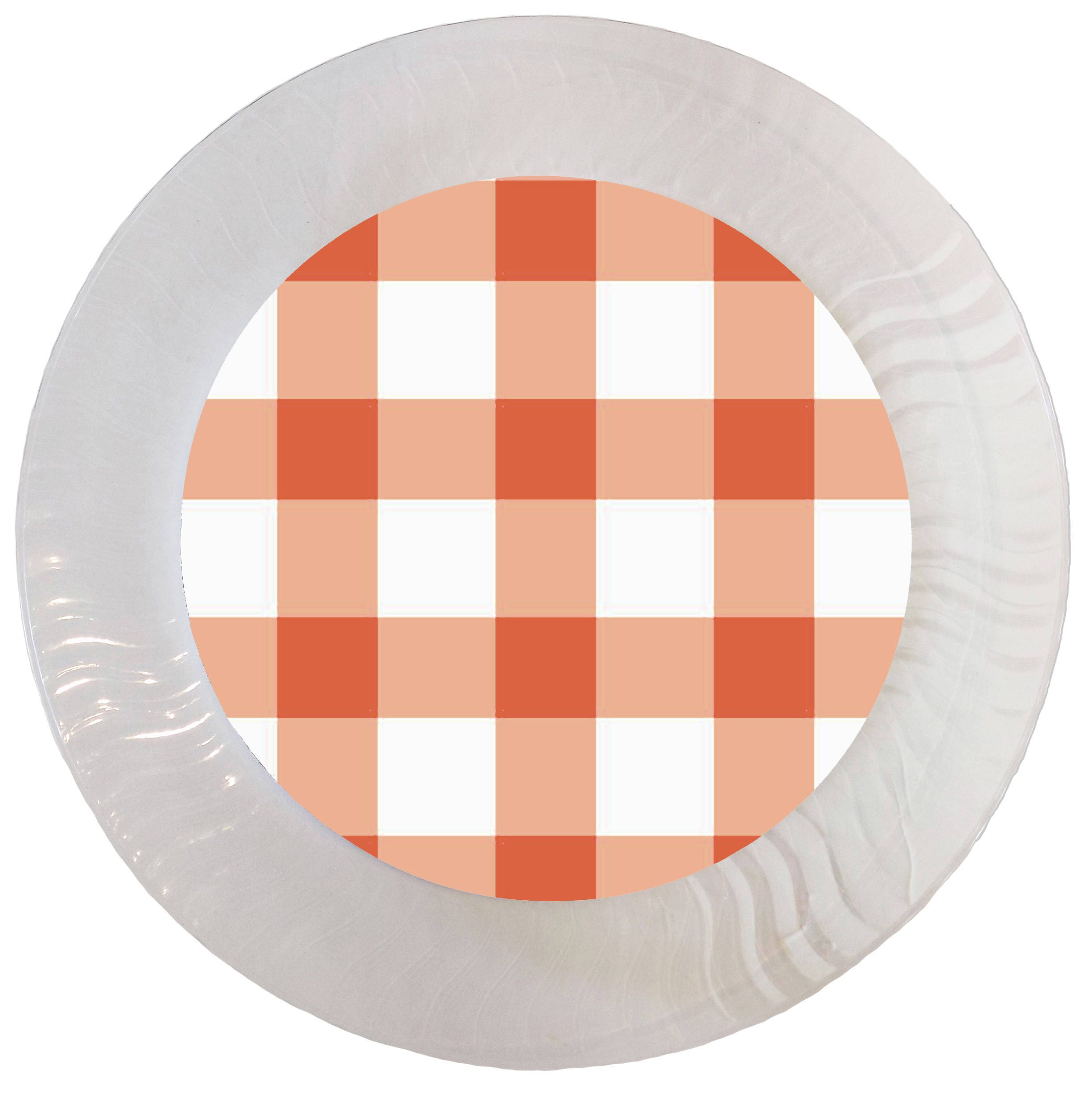 Orange Gingham Plastic Plates Set of 12 Etsy