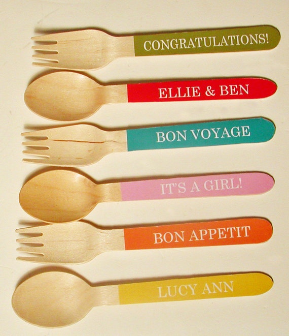 72 Color Choices - Personalized Forks, Spoons or Knives - Set of 20 Il_570xn