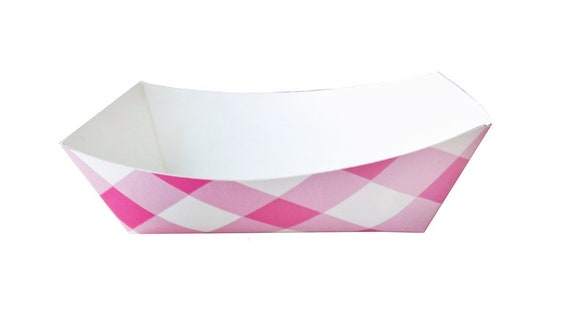 Hot Pink Gingham Paper Trays - Set of 12 Il_570xn