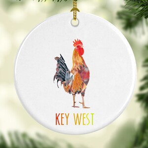 Key West Rooster Round Porcelain Ornament