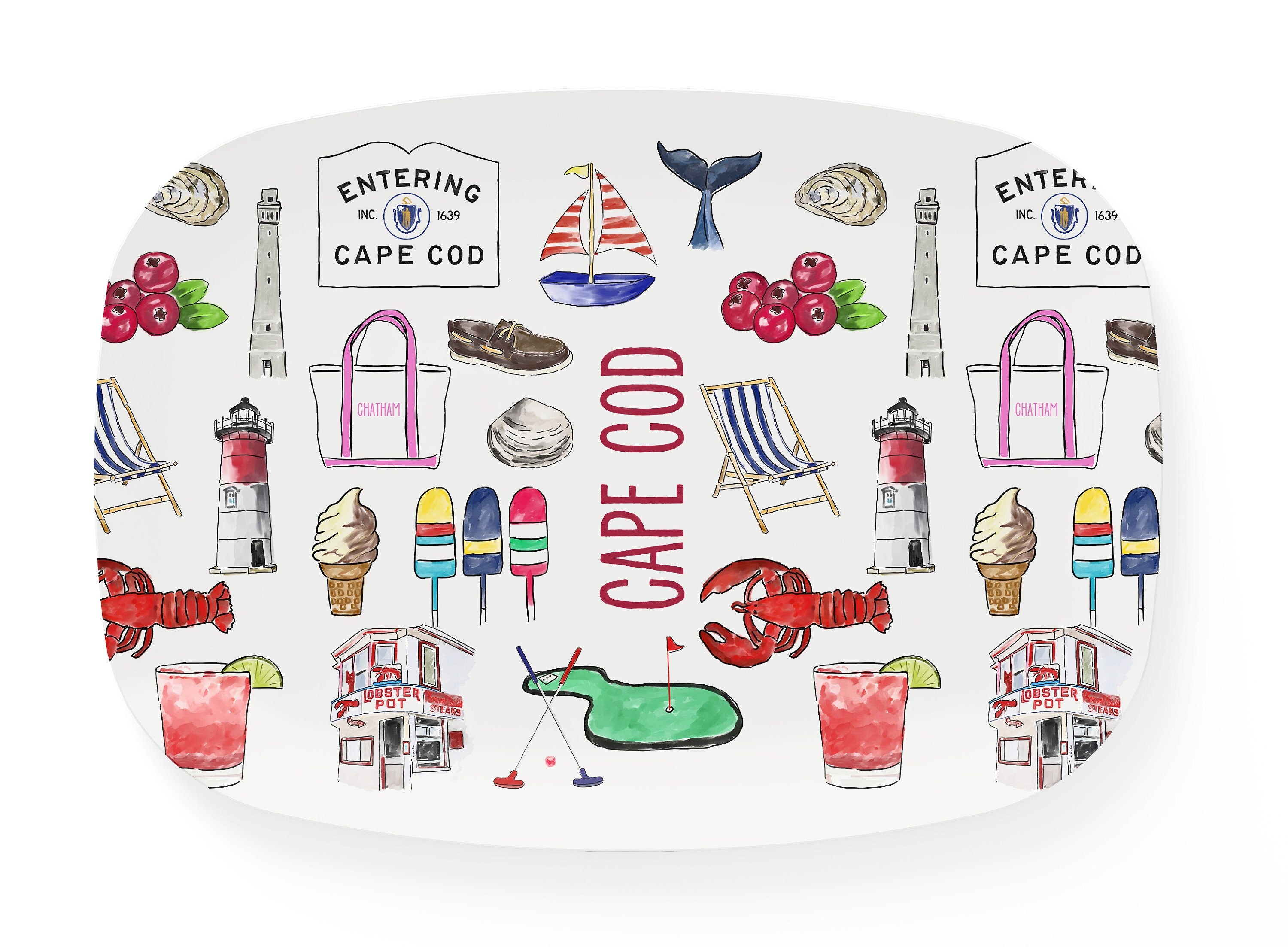 Iconic Cape Cod Watercolor Thermosaf Platter - Etsy