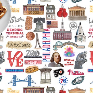Iconic Philadelphia Watercolor Disposable Placemats - tear-away pad of 24