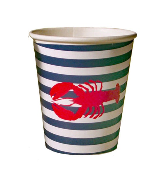 Striped Lobster Hot Cold Paper Party Cups 4 Sizes Set Of Etsy 日本