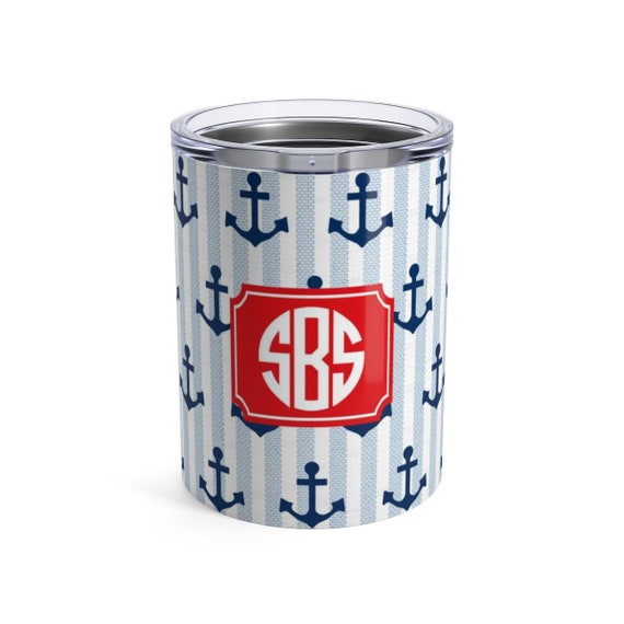 NEW! Personalized seersucker nautical stainless steel tumbler Il_570xn