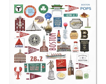 Iconic Boston, Massachusetts Watercolor  Napkins