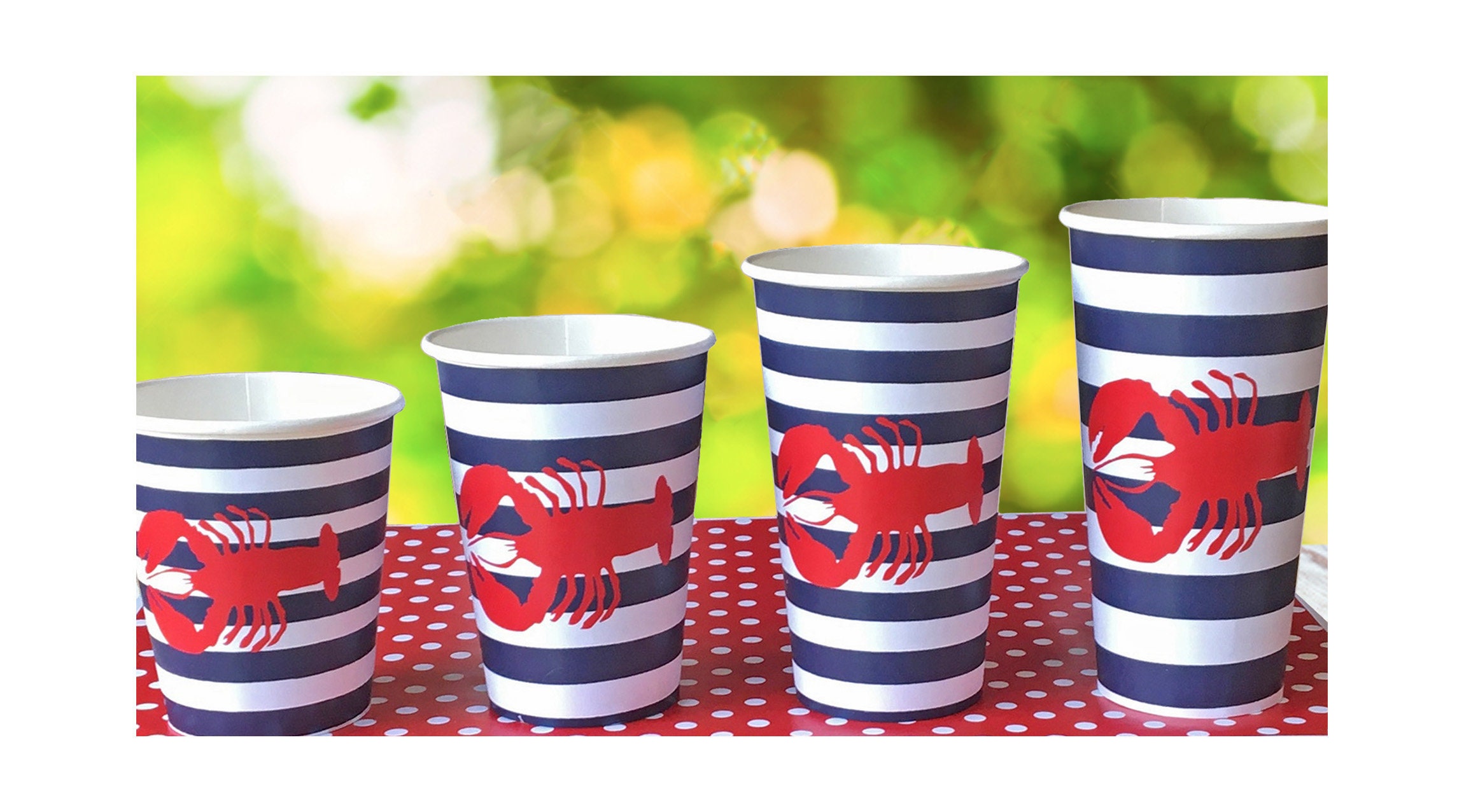 Striped Lobster Hot Cold Paper Party Cups 4 Sizes Set Of Etsy Australia