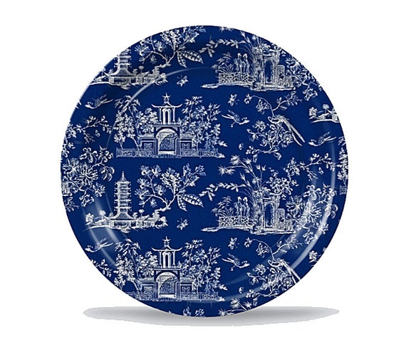 Navy Chinoiserie Toile Paper Plates - Set of 8 Il_570xn