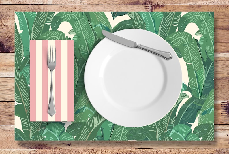 Tropical Banana Leaf Disposable Placemats pad of 25 image 1