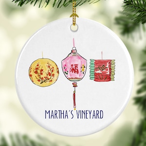 Martha&#39;s Vineyard Grand Illumination Lanterns Round Porcelain Ornament